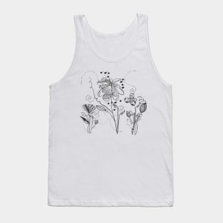 Summer time abstract black flowers Tank Top